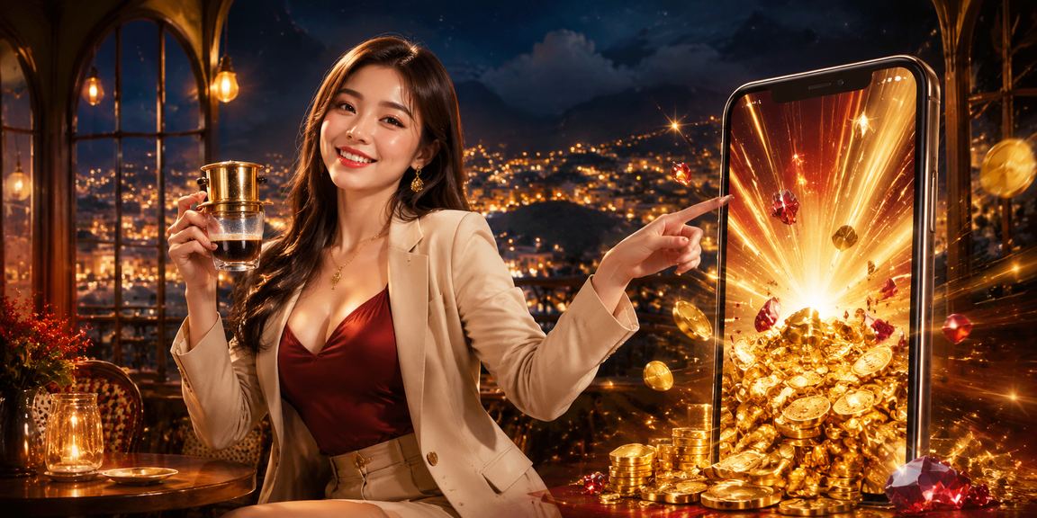 Người dùng trải nghiệm cá cược online trên điện thoại tại Sapa trong buổi sáng uống cà phê